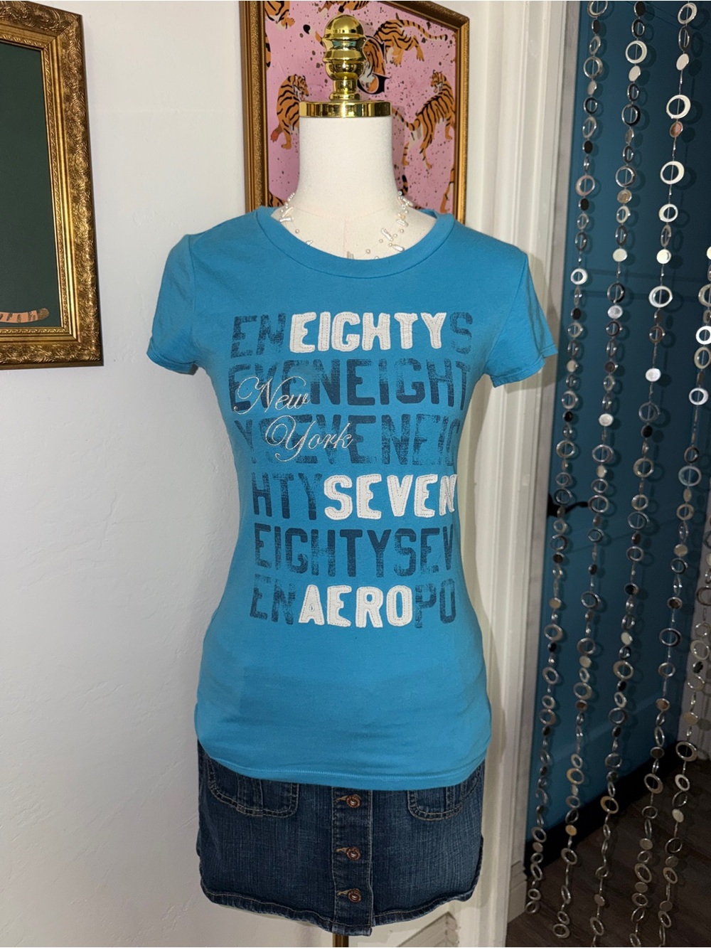 Vintage Y2K Aeropostale Blue Graphic Logo Tee - New York Eighty-Seven